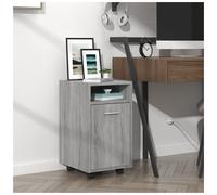 Side Cabinet Grey Sonoma 33x38x60cm Engineered Wood Wheeled 2-Shelf Mobile Slim