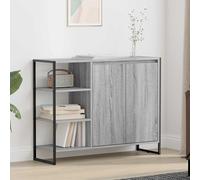 Side Cabinet Grey Sonoma 96.5x30x75cm Engineered Wood 2-Door Industrial Storage