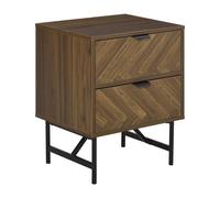 Side Cabinetwith 2 Storage Drawer Unit Herringbone Pattern, Walnut Brown
