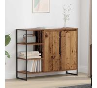 Side Cabinet Industrial Old Wood 96.5x30x75cm Engineered Wood 2 Doors Steel Legs