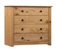 Side cabinet Natural solid pinewood 80x40x73cm 4-drawer storage unit for home