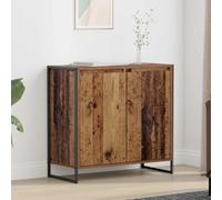 Side Cabinet Old Wood Engineered Wood 79x36x75cm 2 Doors Rustic Steel Legs