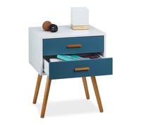 Side cabinet Scandinavian Nightstand Turquoise Drawer Unit 2 Drawers Sturdy Legs