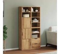 Side cabinet set 4pc natural solid pine 40x24x79cm modular storage for hallway