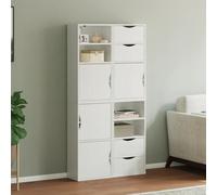 Side cabinet set 4pcs White Solid Pine Wood 40x24x79 cm Modular Storage Rustic.