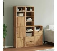 Side cabinet set Natural 5-piece Solid pine 40x24x79cm Modular honey storage