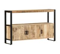 Side Cabinet Solid Mango Wood Black Steel 120x30x75 cm 3-Door Vintage Industrial