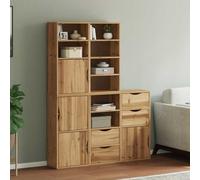 Side Cabinet Solid Pine Wood Natural 40x24x79 cm Rustic Storage Unit with Drawer