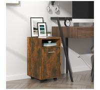 Side Cabinet wheeled smoked oak 33x38x60cm Engineered Wood 2-Shelf Mobile Office