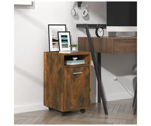 Side Cabinet wheeled smoked oak 33x38x60cm Engineered Wood 2-Shelf Mobile Office