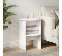 Side Cabinet White Engineered Wood Ø40 x 50 cm Modern Moisture Resistant Compact