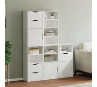 Side Cabinet White Rustic Solid Pine 40x24x79 cm Tall 5pcs Modular Storage Unit