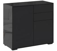 HOMCOM Gloss Push-Open Side Cabinet with 2 Drawer, 2 Door Cabinet for Home Office in Black HOMCOM Black
