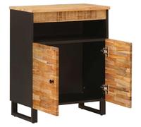Side Cabinet with Door Brown Solid Wood Mango 60 x 33 x 75 cm Compact with Lots of Storage Space and Modern Design for Living Room and Storage