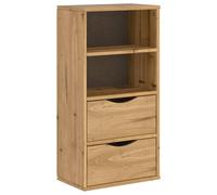 Side Cabinet - Natural Solid Pine Wood 40x24x79 cm, 2-Compartment Rustic Honey.