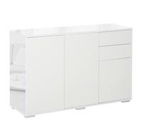 Side Cabinet with Drawers Storage Cupboard Push Open White Modern Sideboard