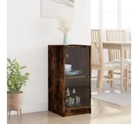 vidaXL Side Cabinet with Glass Doors Smoked Oak 35x37x75.5 cm