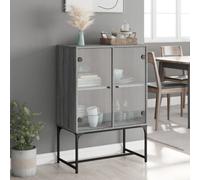 Side Cabinet with Glass Doors Storage Display Cupboard Cabinet Unit
