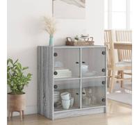 Side Cabinet with Glass Doors Storage Display Cupboard Cabinet Unit