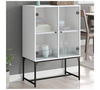 Side cabinet with glass doors white 69x37x100 cm modern XL engineered wood steel