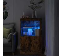 vidaXL Side Cabinet with LED Lights Smoked Oak Engineered Wood