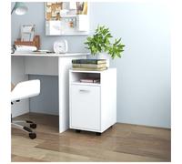 Side Cabinet with Wheels 33x38x60cm White Engineered Wood 2-Shelf Mobile Casters
