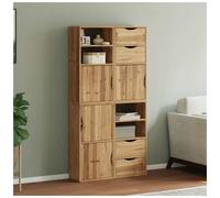 Side Cabinets 4-piece Natural Pinewood 40x24x79 cm. Modular Rustic Storage Set.