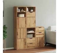 Side Cabinets 5pc Solid Pine Wood Natural 40x24x79 cm Rustic Storage & Shelves.