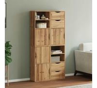 Side cabinets natural solid pine 40x24x79 cm rustic 4-piece storage set handmade