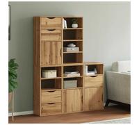 Side Cabinets Set 5pc Natural Solid Pine 40x24x79cm Modular Storage Rustic Units