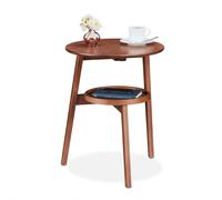 Side Coffee Table Storage Plant Flower Stand 2 Tiers 60x47x40cm Round Bamboo
