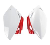 Side cover UFO PLAST 2-piece white for Honda CRF R 450 ccm Yr. 2007 - 2008