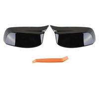 side door mirror cover For BMW E60 E61 E63 E64 2003-2008 Side Wing Mirror Cover Rearview Horn Shape Shell Carbon Fiber Pattern(Glossy Black)