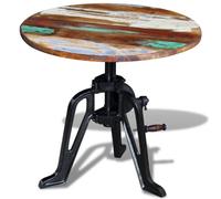 Side End Coffee Table Solid Reclaimed Wood Living Room Cast Iron 60x(42-63) cm