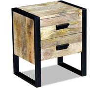 Side End Coffee Table with 2 Drawers Living Room Solid Mango Wood 43x33x51 cm