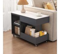 Side Glass Coffee Table Rectangular Sofa Side Table Modern End Table Side Table with Storage Space Easy Assembly Accent End Table with Drawer for Bedroom Small Spaces Home Office