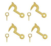 Side Hooks & Screw Eyes Small 35mm Brass Plated Self Tapping Fastener Clasp Hooks for Picture Frame Mirror Jewellery Box Fittings 4pc