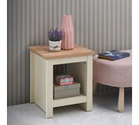 Side Lamp Table Oak Top Small End Bedside Nightstand Shelf Cream