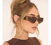 Side Logo Detail Angular Shaped Chunky Frame Sunglasses In Leopard Print, Women's Size UK One Size