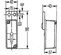 HELLA 2XS 005 020-011 Marker Light - 12/24V - mounting - Lens Colour: Crystal clear/Red - Lateral Mounting