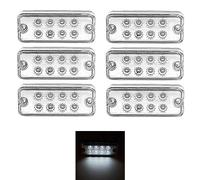 Side Marker Lights, 6 pcs 12V 24V 8 LED Truck Side Marker Indicators Car Side Indicators Lights for Truck Trailer (White)