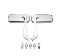 Side Mirror 8mm/10mm Universal Si Mirror Motorcycle Handlebar Rear View Mirrors Rectangle Square Glass Rearview Mirror(Silver Blue lens)