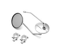 Side Mirror A Pair 8mm 22mm 25mm Handlebar Round Oval Convex Mirrors Chrome Motorcycle Scooter Mirrors Universal Motorbike Rear View Mirror Motorbike Mirrors(For 25mm handlebar)
