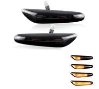 Side Mirror Indicator Light 2pcs For BMW For 1 3 5 Serie E60 E61 E81 E82 E87 E88 E90 E91 E92 E93 For X1 E84 E83 E53 Dynamic LED Fender Light Side Marker Lamp(Dynamic Smoked)