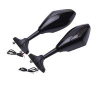 Side Mirror Motorcycle Rearview Integrated Turn Signal Side Mirrors For Suzuki GSXR600 GSXR750 Side View Wing Mirrors Convex Mirror Back Mirror(Gloss Black)