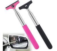 Side Mirror Squeegee, 2 PCS Car Mirror Squeegee, Retractable Car Rearview Mirror Wiper for All Vehicles, Universal Automotive Accessories by ZITSMS(Pink/Black)