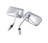 Side Mirror Universal Rectangle Metal Rod ABS Shell Motorcycle Rearview Mirrors 10mm Chrome For