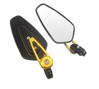 Side Mirrors 1 Pair 7/8" 22mm Motorcycle Aluminum Rear View Mirror Black Handle Bar End Side Rearview Motorcycle Rearview Mirrors(Black Gold)