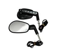 Side Mirrors For Harley For Road King Classic Side Rear View Mirror Front Turn Signals Ligh(Black- Silver)