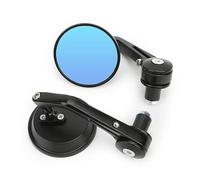 Side Mirrors Motorcycle Rearview Mirror Pattern Handlebar Blue Glass Anti-Glare Handle End Side Motorcycle Rearview Mirrors(Round handle mirror)